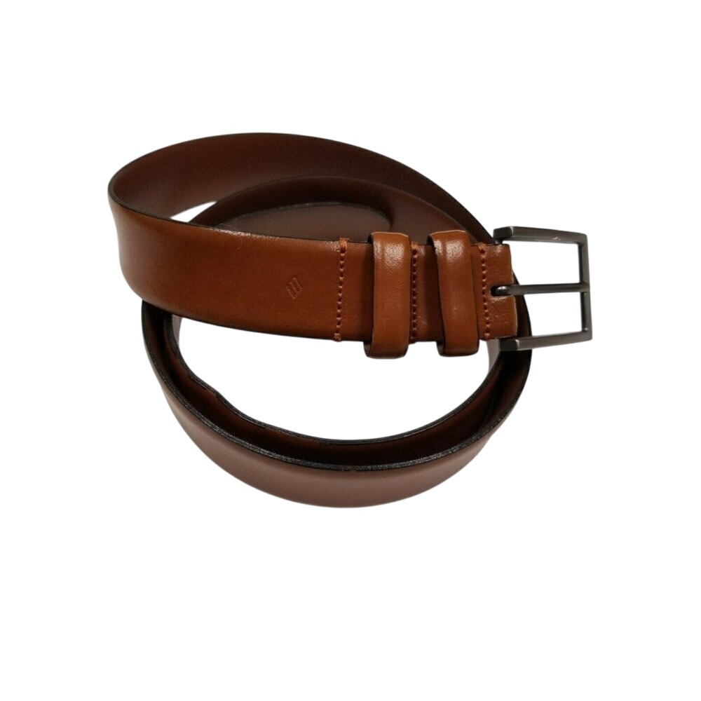 Men's‎ Joseph Abboud Brown Leather Belt Gunmetal Buckle Size 40 / 100